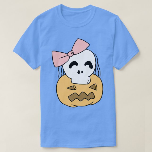 T-shirt Drôle Citrouille Halloween cadeau crâne pour la fe (Design devant)