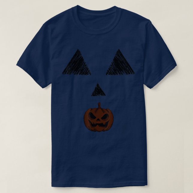 T-shirt drôle citrouille Halloween Jack-o'-lantern visage  (Design devant)