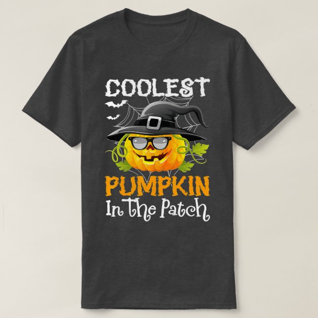 T-shirt Drôle Citrouille le plus frais dans le Patch Hallo (Design devant)