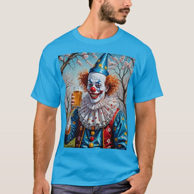 T-shirt Drôle Clown Boire de la bière Bar Tee (Devant)