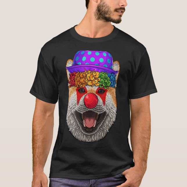 T-shirt Drôle Clown Shiba Inu Circus Costume de Carnaval E (Devant)