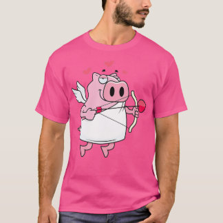T-shirt Drôle Cochon Cupid Amour Valentines Jour Cochon Lo