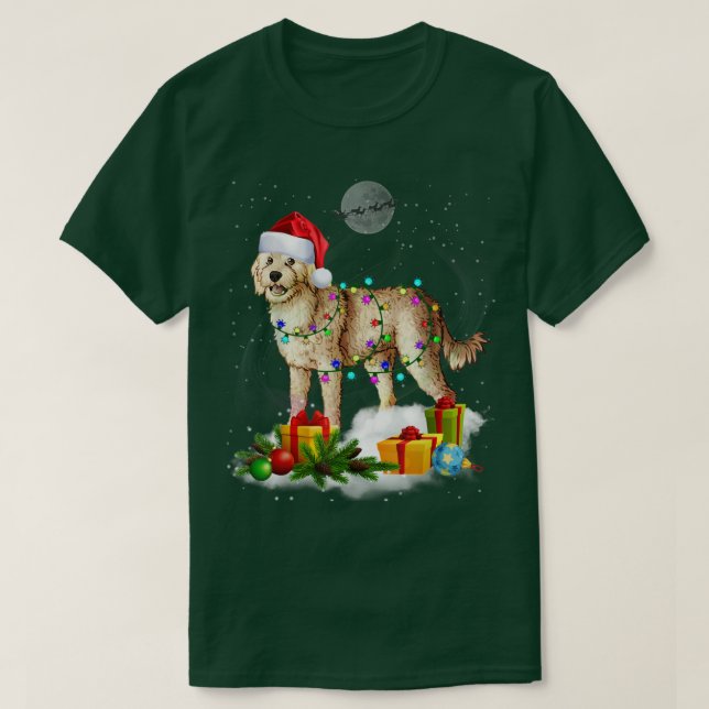 T-shirt Drôle Cockapoo Chien Feux de Noël Santa Hat Noël (Design devant)