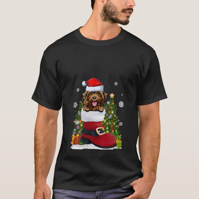 T-shirt Drôle Cockapoo dans la chaussure Santa Hat Vilain  (Devant)