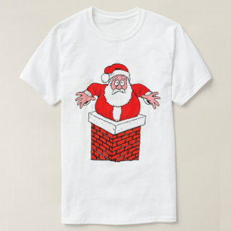 T-shirt Drôle Coincé Père Noël Christmas Eve Chimney