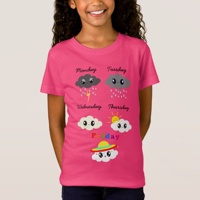 T-Shirt Drôle coloré Kawaii Nuages Graphique (Devant)