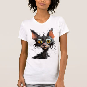 T-shirt Drôle Comic Caricature Chat