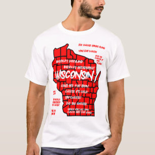 T-shirt Drôle conception de carte Wisconsin