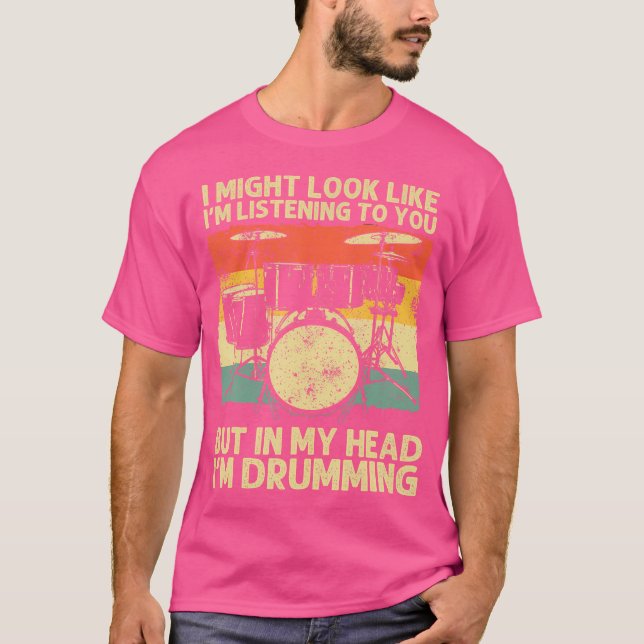 T-shirt Drôle Conception Drummer Pour Hommes Femmes Drumli (Devant)