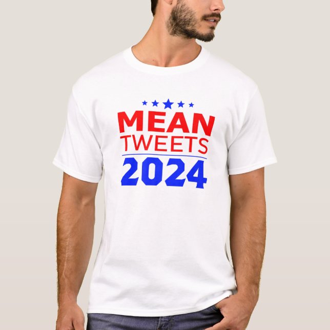 T-shirt Drôle Conception Électorale Moyenne Tweets 2024, V (Devant)