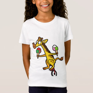 T-Shirt Drôle Cool mignonne Giraffe Unicycle Glace Cream