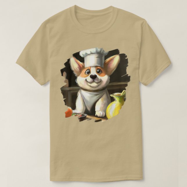 T-shirt Drôle Corgi Chef Cuisine Nourriture Chien Corgi (Design devant)