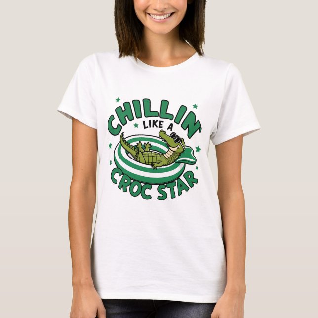 T-shirt Drôle corocdile dessin animé croc été (Devant)