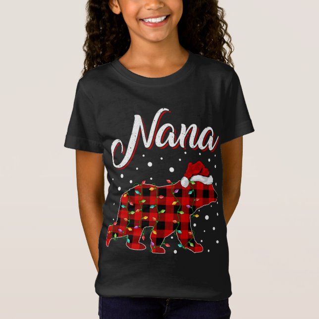 T-Shirt Drôle Correspondant Buffle Plaid Nana Ours Noël P (Devant)