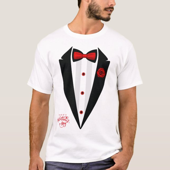T-shirt Drôle Costume Tuxedo Saint Valentin Formal Tux (Devant)