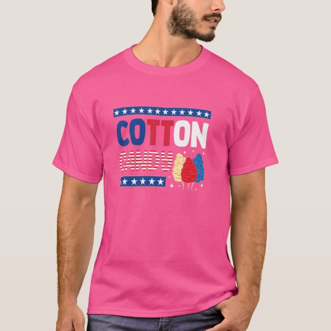 T-shirt Drôle Coton Candy Graphic États-Unis Drapeau améri (Devant)