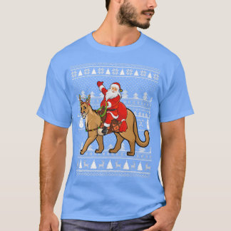 T-shirt Drôle Cougar Lover Père Noël Riding Cougar Laid Ch