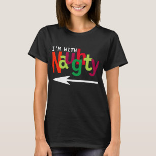 T-shirt Drôle Couple de Noël Matching Naughty & Nice #1