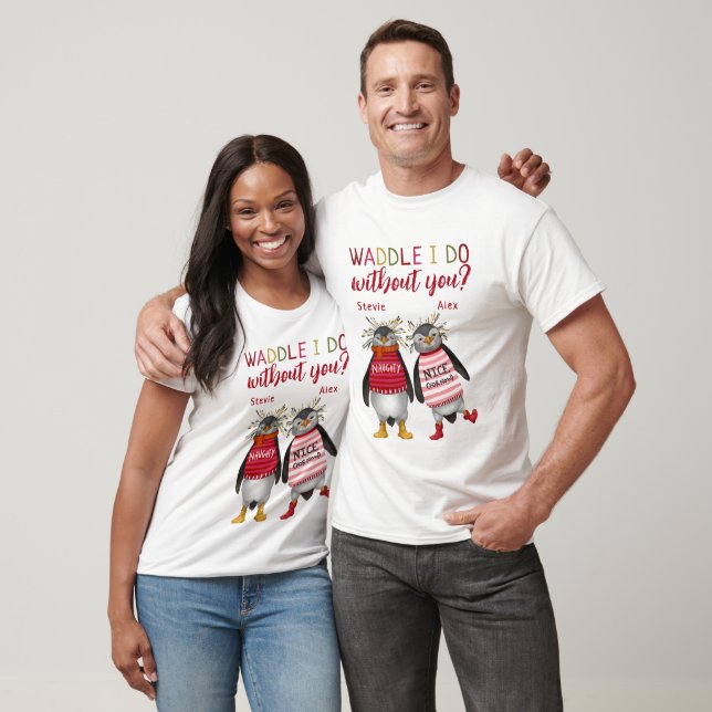 T-shirt Drôle Couples de pingouins rouges qui corresponden (Unisexe)