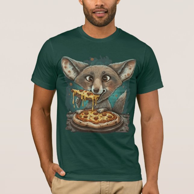 T-shirt Drôle coyote manger pizza (Devant)