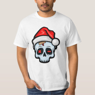 T-shirt Drôle crâne de Noël, style de dessin
