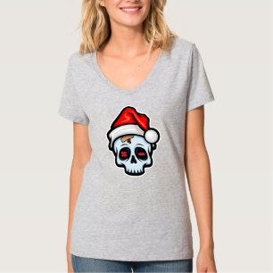 T-shirt Drôle crâne de Noël, style de dessin