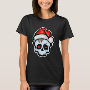 T-shirt Drôle crâne de Noël, style de dessin