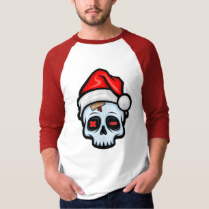 T-shirt Drôle crâne de Noël, style de dessin