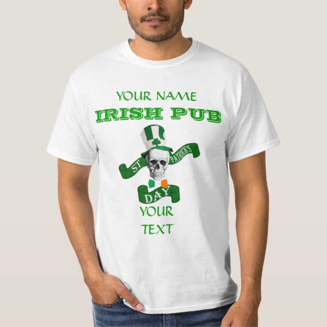 T-shirt Drôle crâne gothique St Patrick's (Devant)