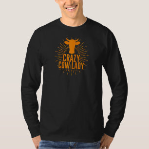 T-shirt Drôle Crazy Vache Lady Vache Pour Filles Femmes Co