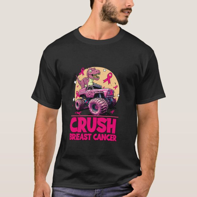 T-shirt Drôle Crush Cancer du sein Dinosaure équitation Mo (Devant)