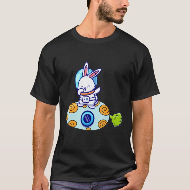 T-shirt Drôle Dabbing Astronaut De Lapin Dans L'Espace (Devant)