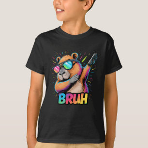 T-shirt Drôle Dabbing Capy Bruh Ados Jeunes Enfants Mème R