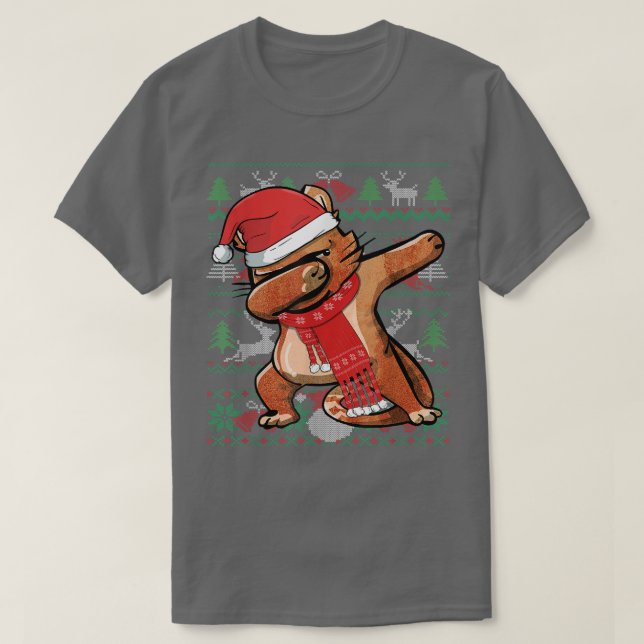 T-shirt Drôle Dabbing Chat Ugly Christmas Sweater Party Co (Design devant)