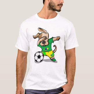 T-shirt Drôle Dabbing Chien Brésil Soccer Jersey Brésilien