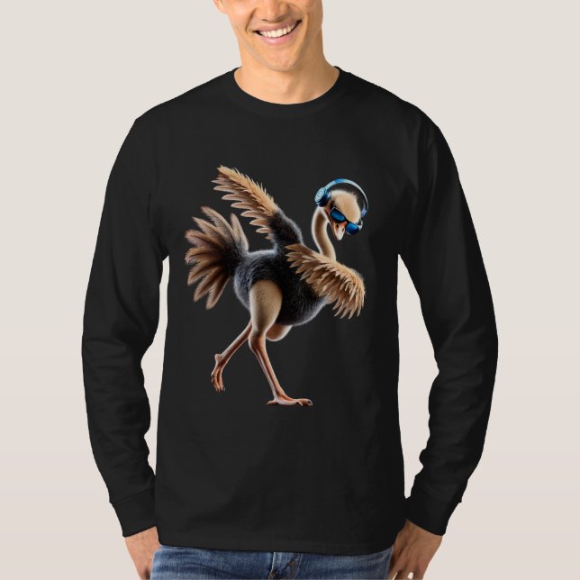 T-shirt Drôle Dabbing Ostrich Oiseau Amant Dab Oiseau Oise (Devant)