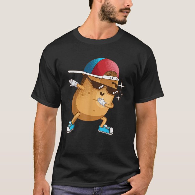 T-shirt Drôle Dabbing Potato Cadeau Cool Dancing Spuds Hip (Devant)