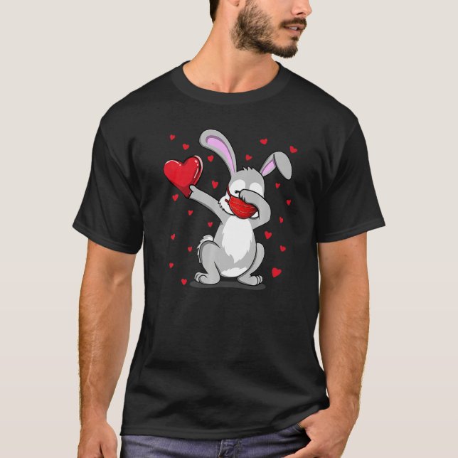 T-shirt Drôle Dabbing Rabbit Visage Masque Dab Danse Valen (Devant)