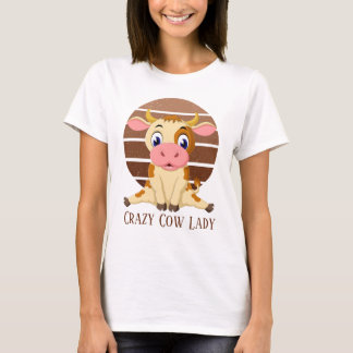 T-shirt drôle dame de vache folle ajouter du texte