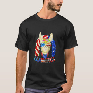 T-shirt Drôle d'Américain Lama Llamerica Usa Patriotique 4