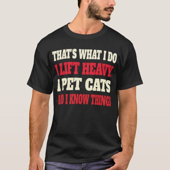 T-shirt drôle d'animal de chat de levage de poids  (Devant)