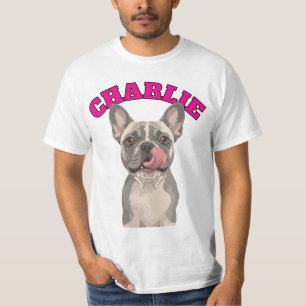 T-shirt Drôle d'art de bouledogue français Frenchie se léc