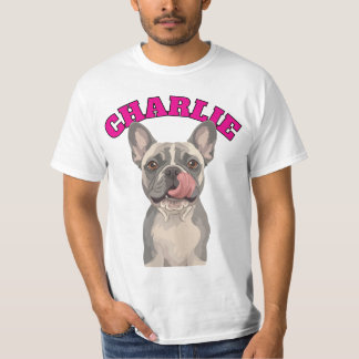 T-shirt Drôle d'art de bouledogue français Frenchie se léc