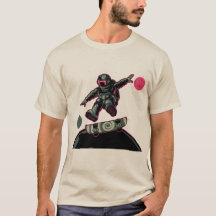 T-shirt drôle d'astronaute en skateboard, skateur