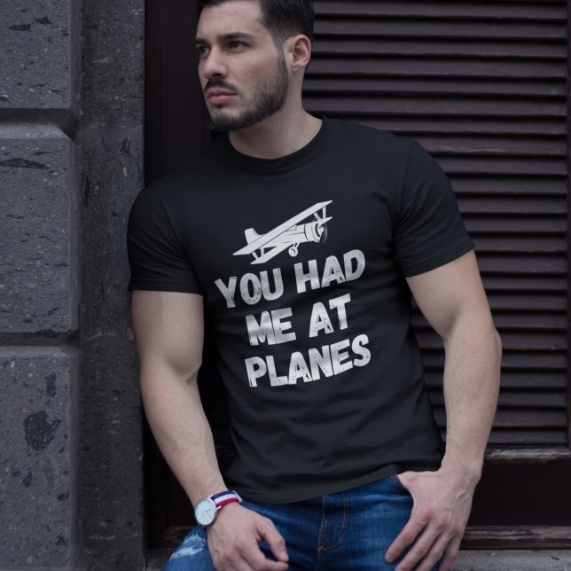 T-shirt Drôle d'aviation « Vous m'avez eu aux avions » Typ (Créateur téléchargé)