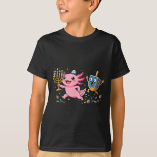 T-shirt Drôle d'Axolotl Dreidel Menorah Hanukkah Enfants F