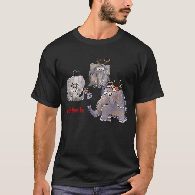 T-shirt drôle de 3 éléphants de bande dessinée (Devant)