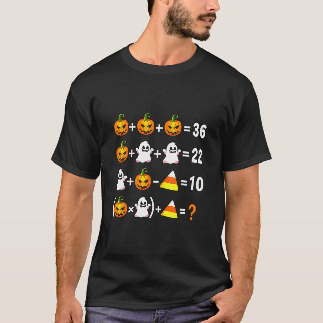 T-shirt Drôle de 67 mème citrouille fantôme prof de maths  (Devant)