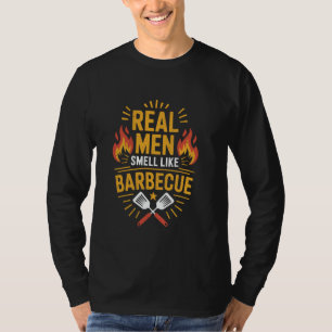 T-shirt Drôle de BBQ Les vrais hommes sentent comme le bar