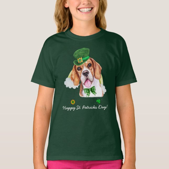 T-shirt Drôle de Beagle Jour de la Saint-Patrick en Or (Devant)